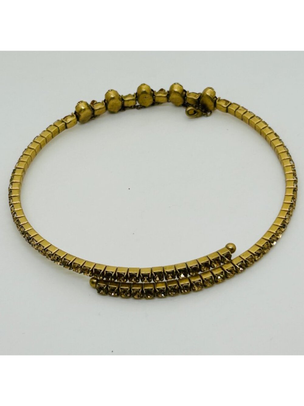 Liz Claiborne Choker Necklace Gold Tone Brown Resin Bead Dangle Wire Vintage - Picture 7 of 10
